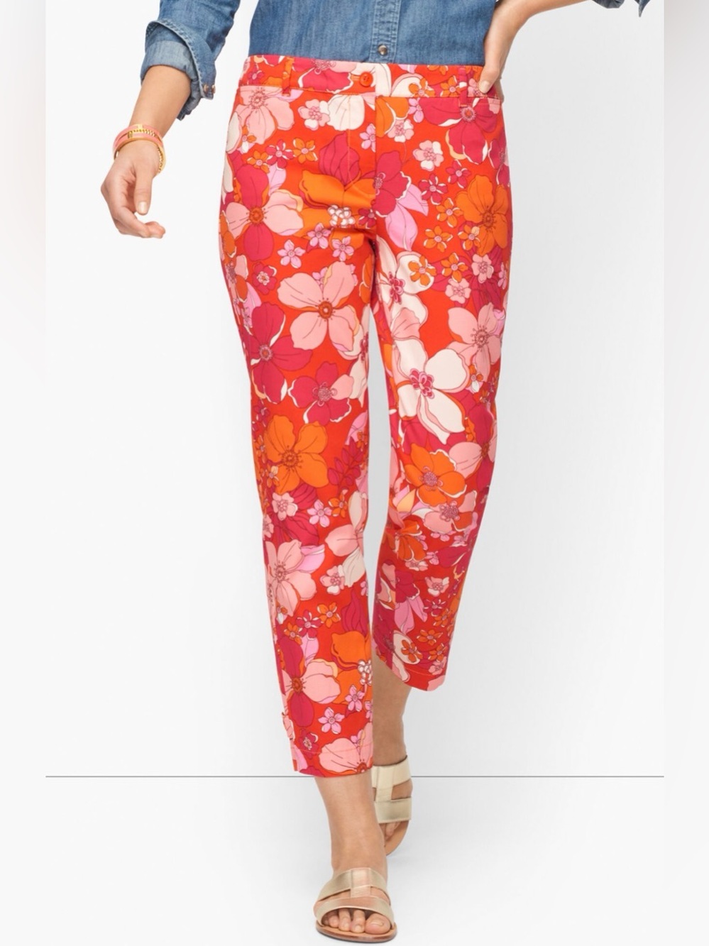 Talbots Tossed Flowers Perfect Crop Pants y2k